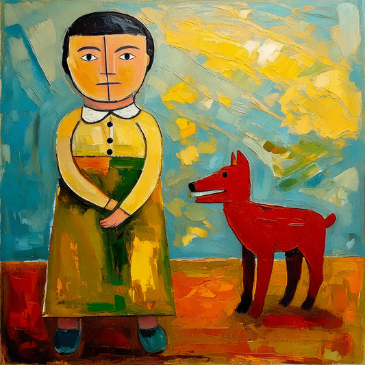 Ruth And Red Dog 16x16 Fine Art Print