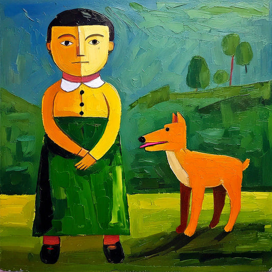 Orange Dog And Dot 16x16 Fine Art Print