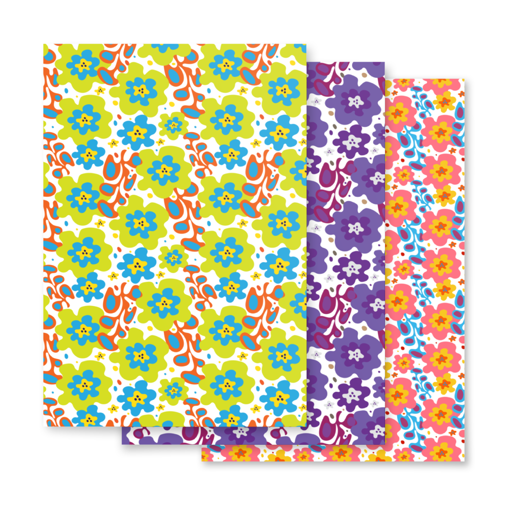 1960's Flowers Wrapping Paper Sheets