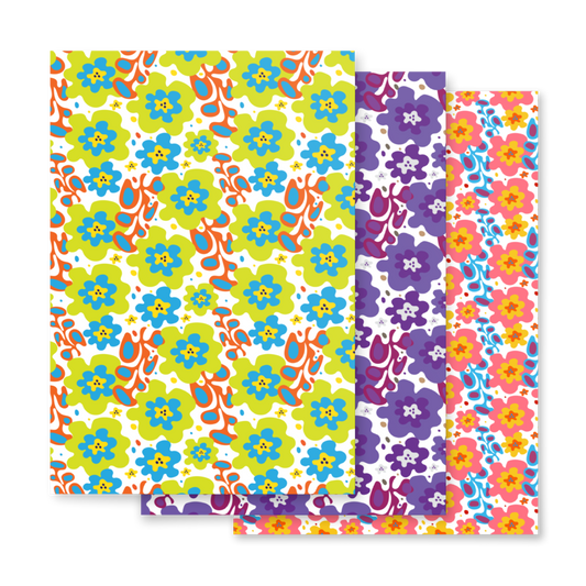 1960's Flowers Wrapping Paper Sheets