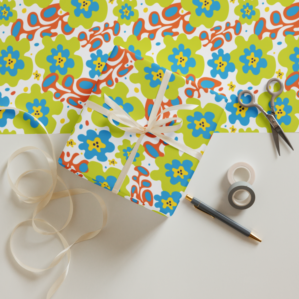 1960's Flowers Wrapping Paper Sheets