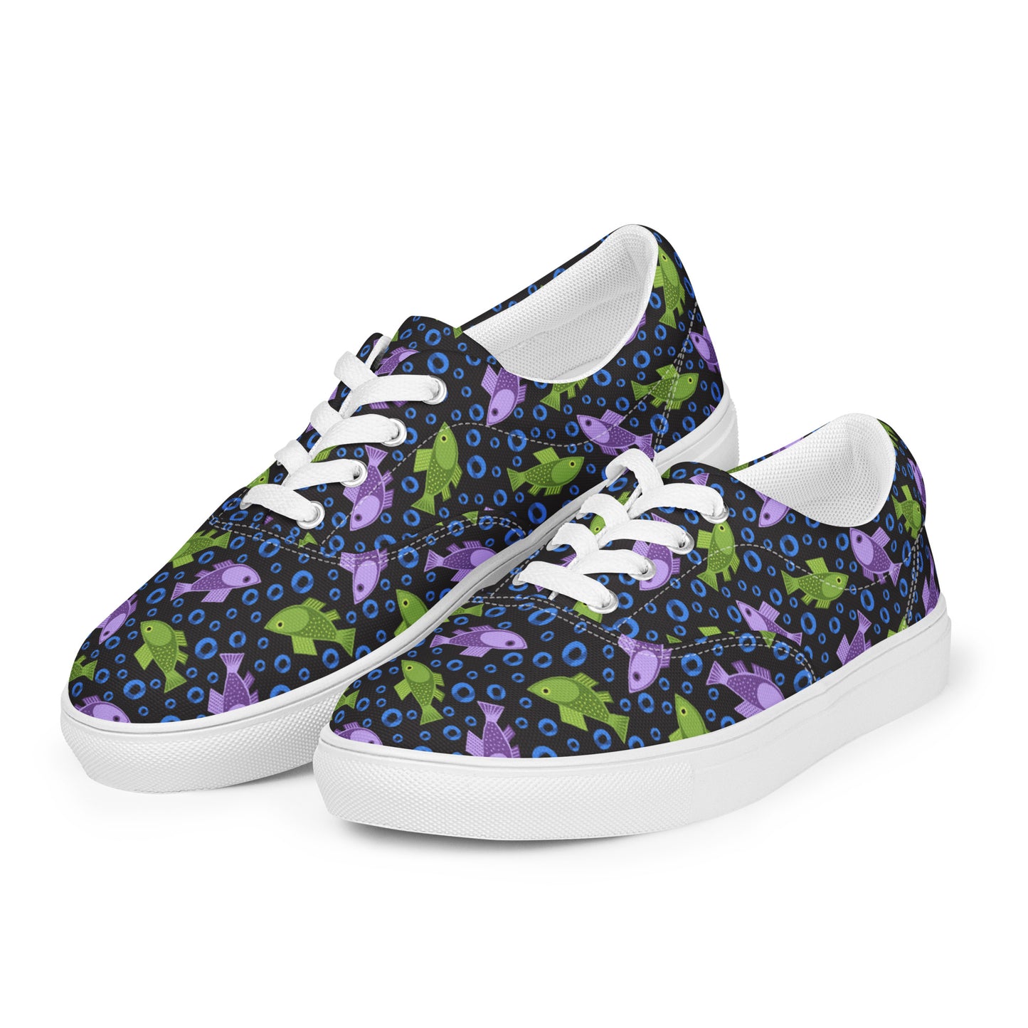 Fish Bubbles Women’s Lace-up Canvas Shoes