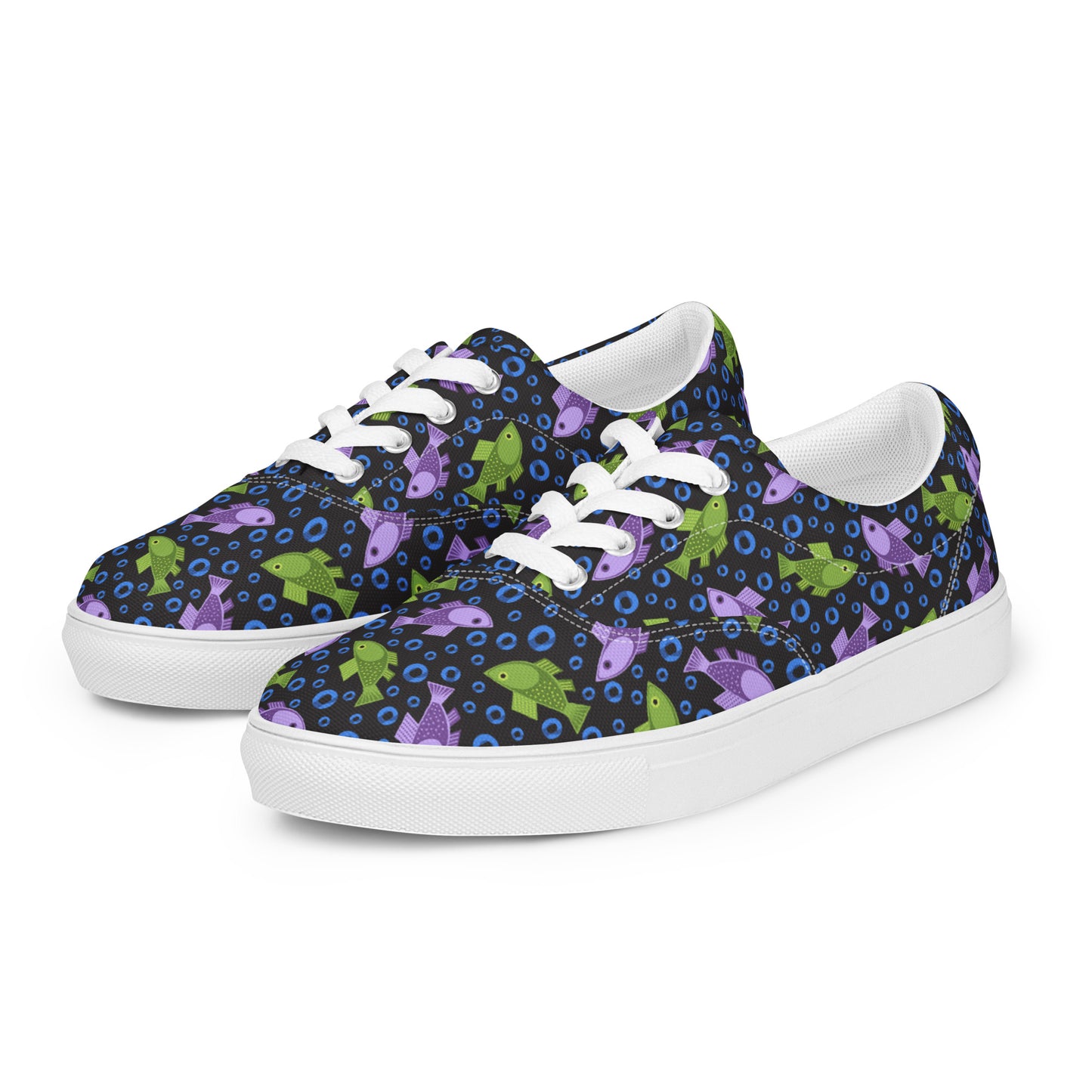 Fish Bubbles Women’s Lace-up Canvas Shoes