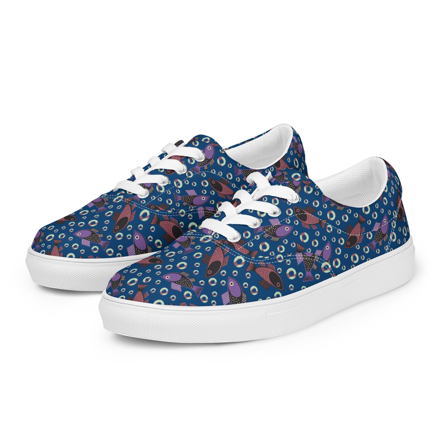 Fish Bubbles Women’s Lace-up Canvas Shoes