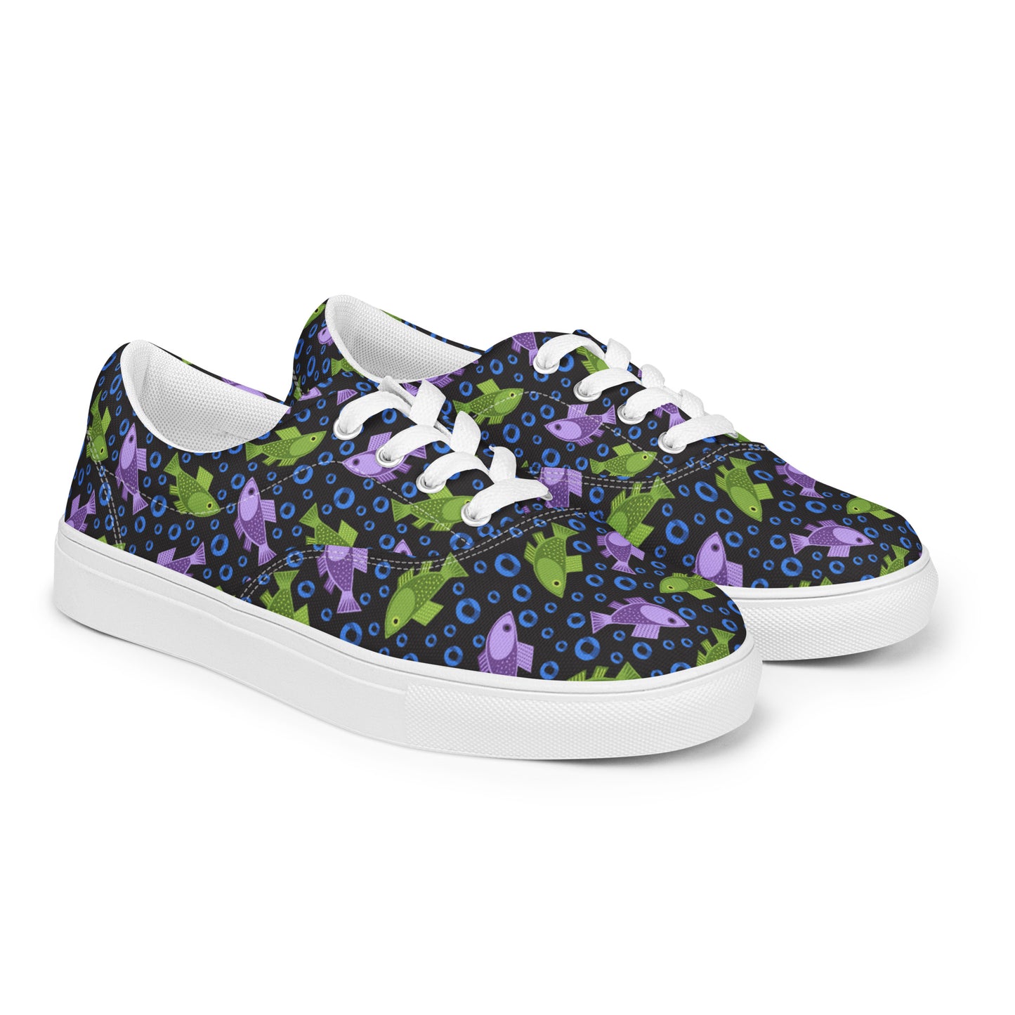 Fish Bubbles Women’s Lace-up Canvas Shoes