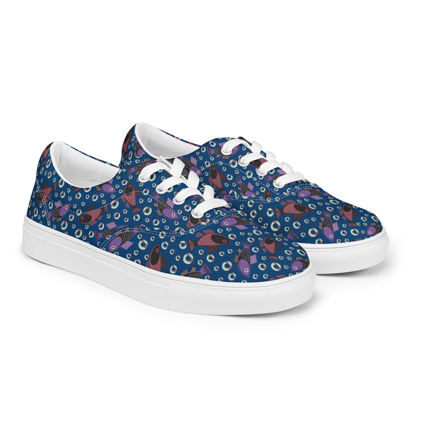 Fish Bubbles Women’s Lace-up Canvas Shoes